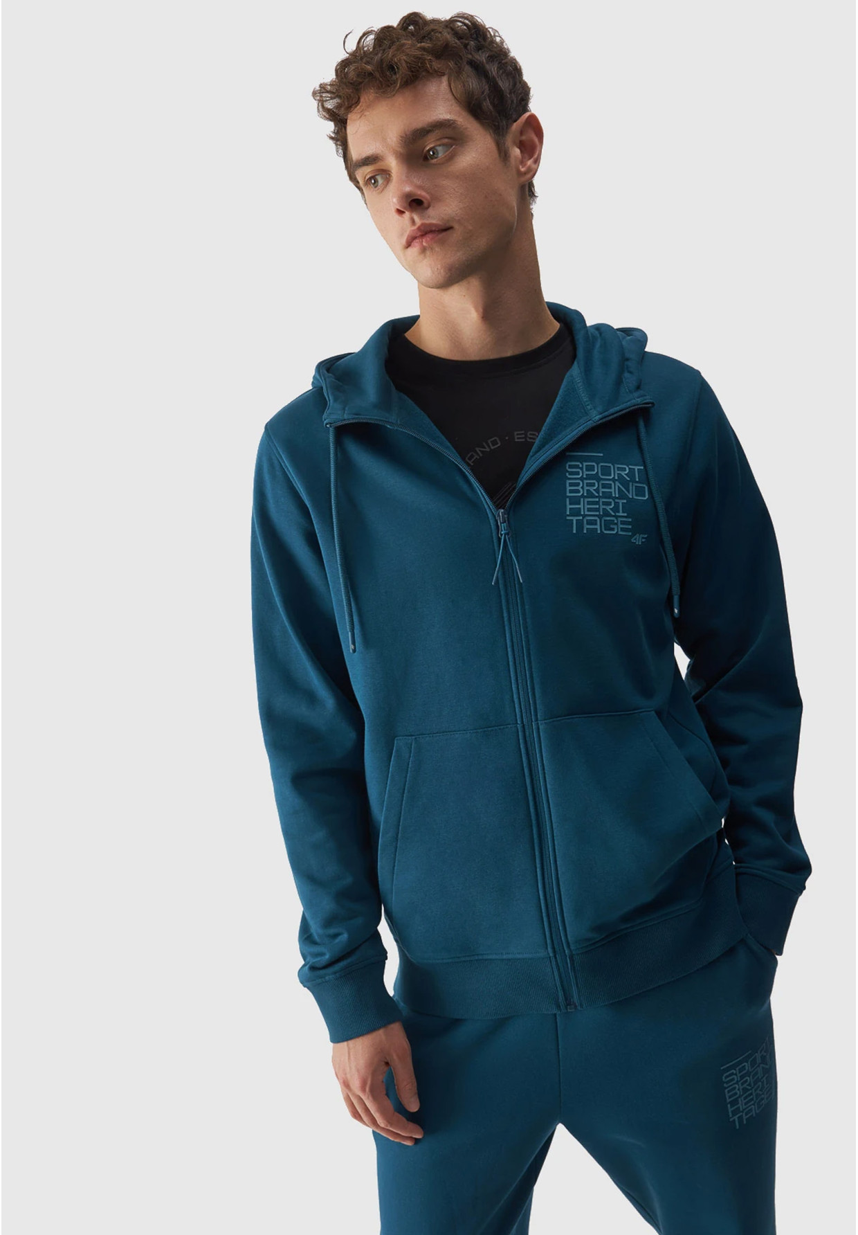 Bluza Męska 4F z kapturem Zielona rozpinana 4FRAW23TSWSM1325