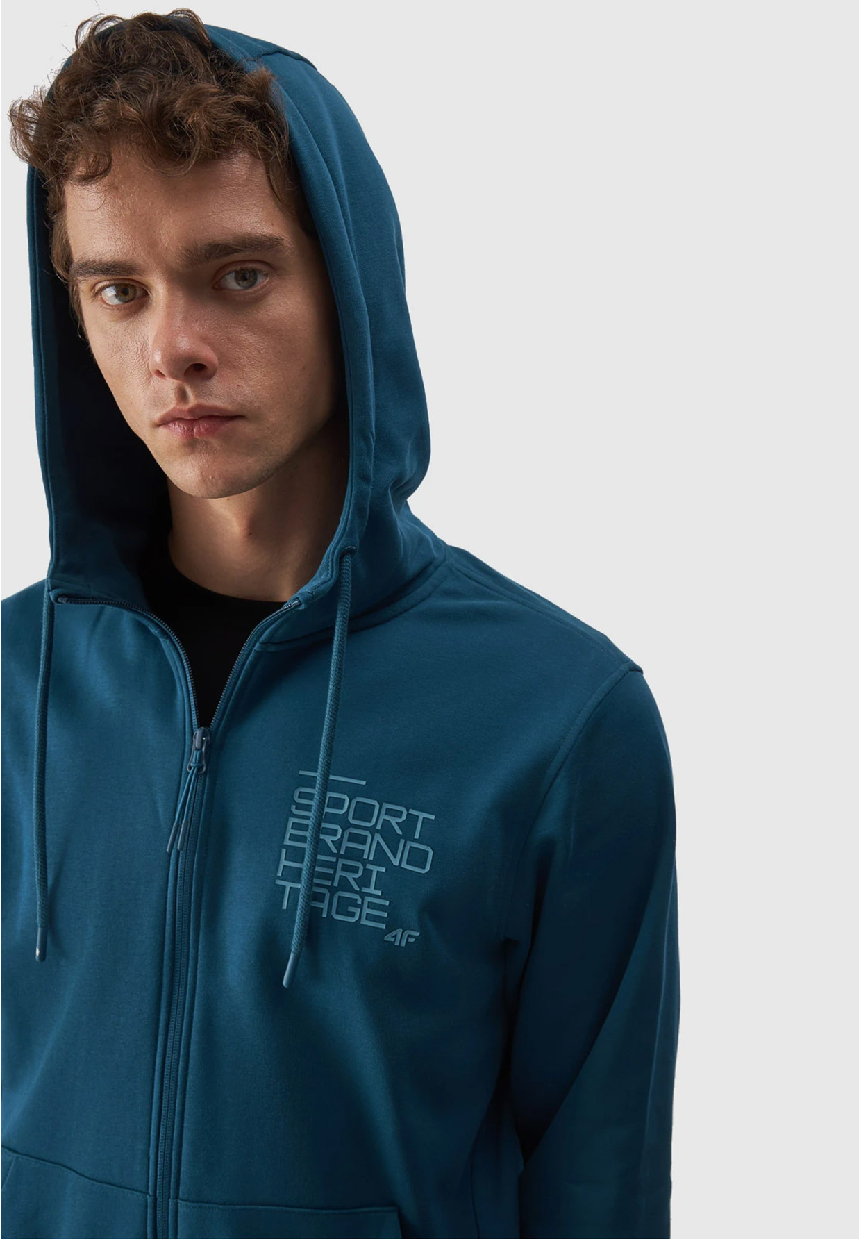 Bluza Męska 4F z kapturem Zielona rozpinana 4FRAW23TSWSM1325