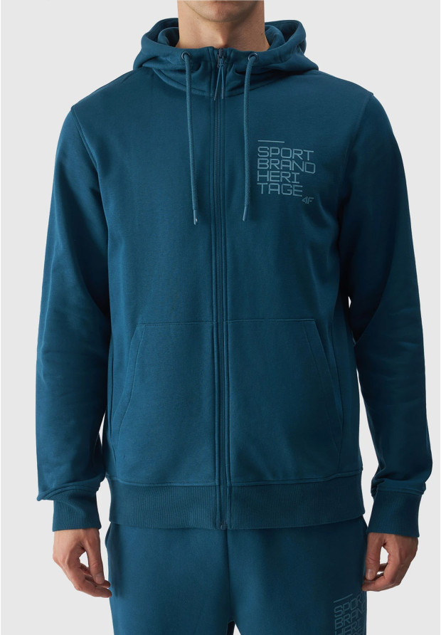 Bluza Męska 4F z kapturem Zielona rozpinana 4FRAW23TSWSM1325