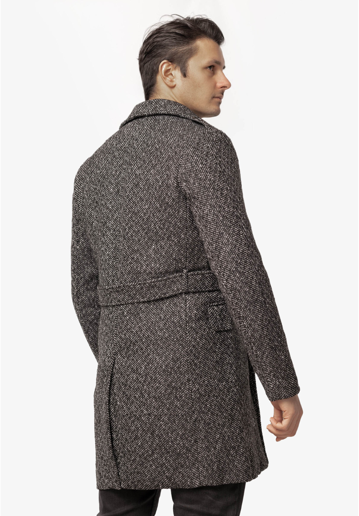 Płaszcz Męski Długi Grafitowy Slim Fit