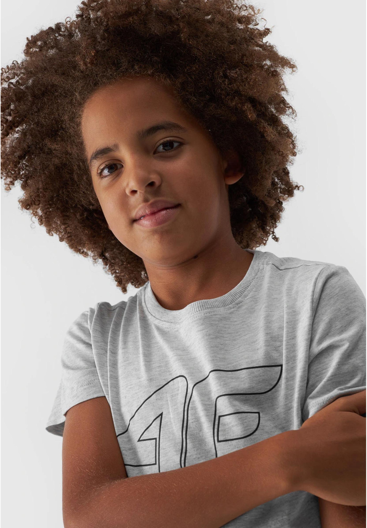 Koszulka 4F chłopięca szara t-shirt basic