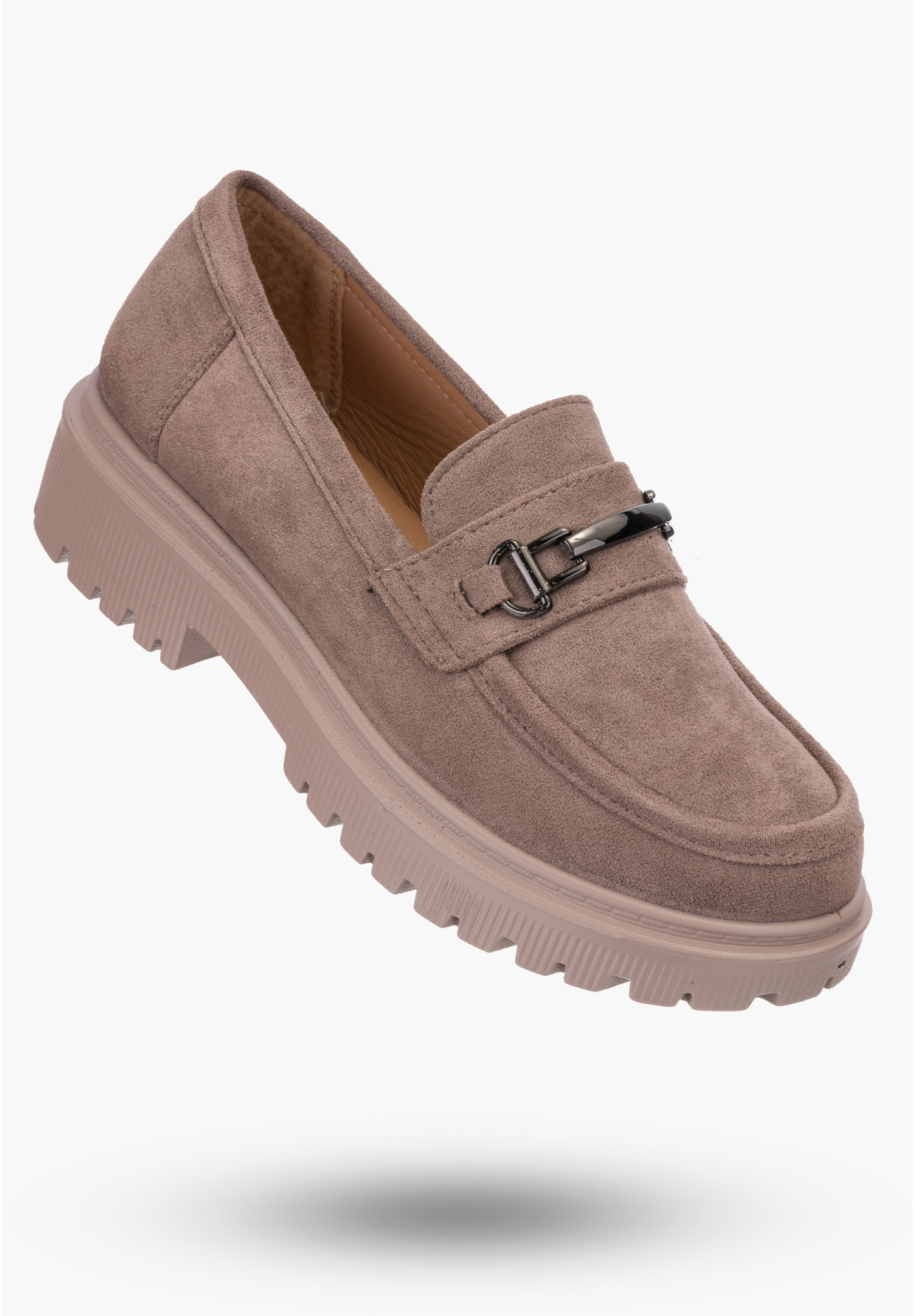 Półbuty damskie khaki z ozdobą