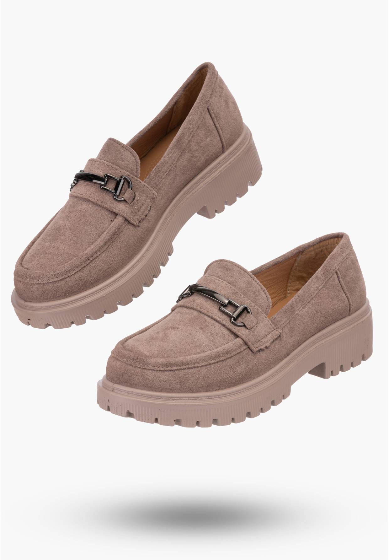 Półbuty damskie khaki z ozdobą