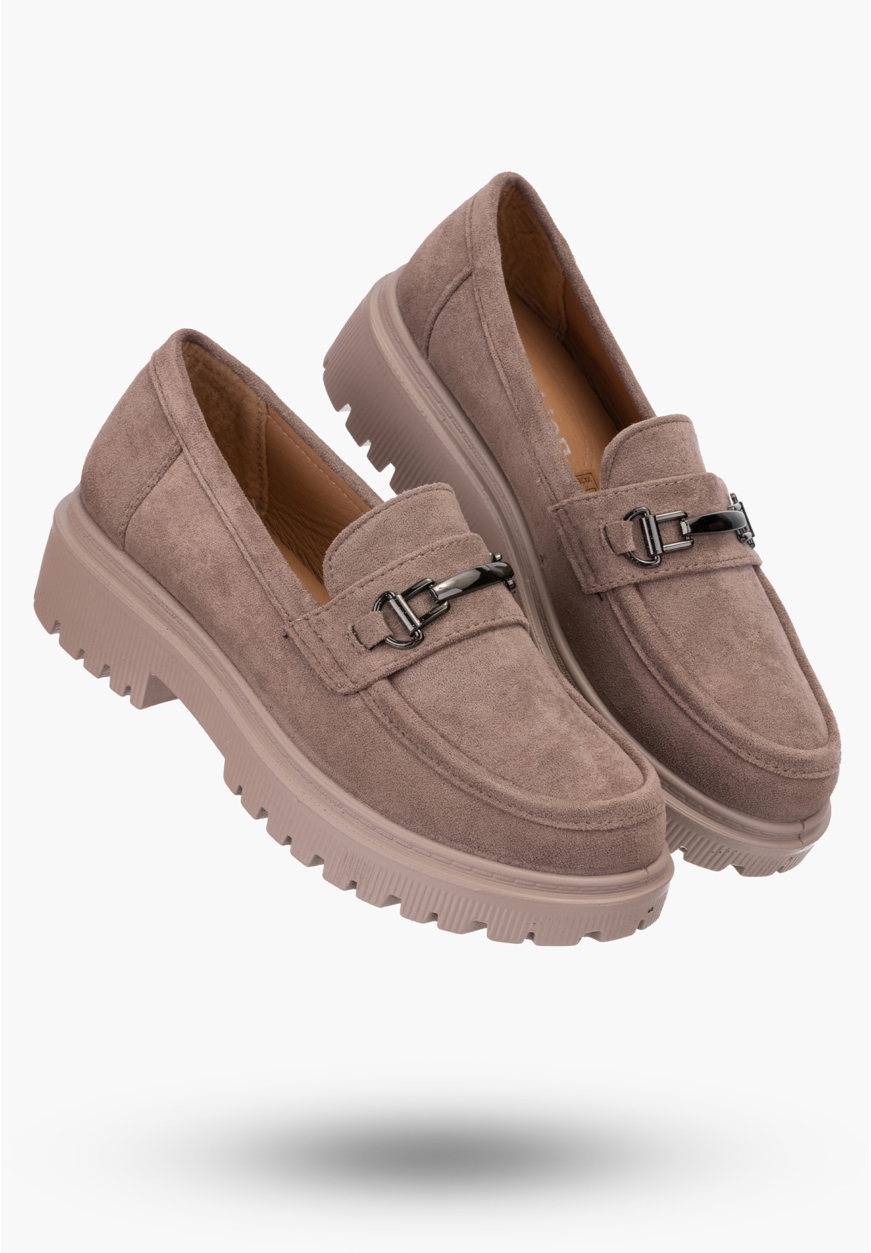 Półbuty damskie khaki z ozdobą