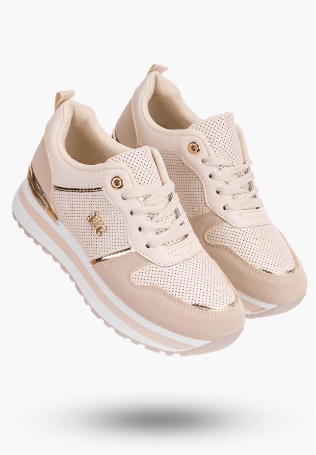 Sneakersy Damskie Beżowe...