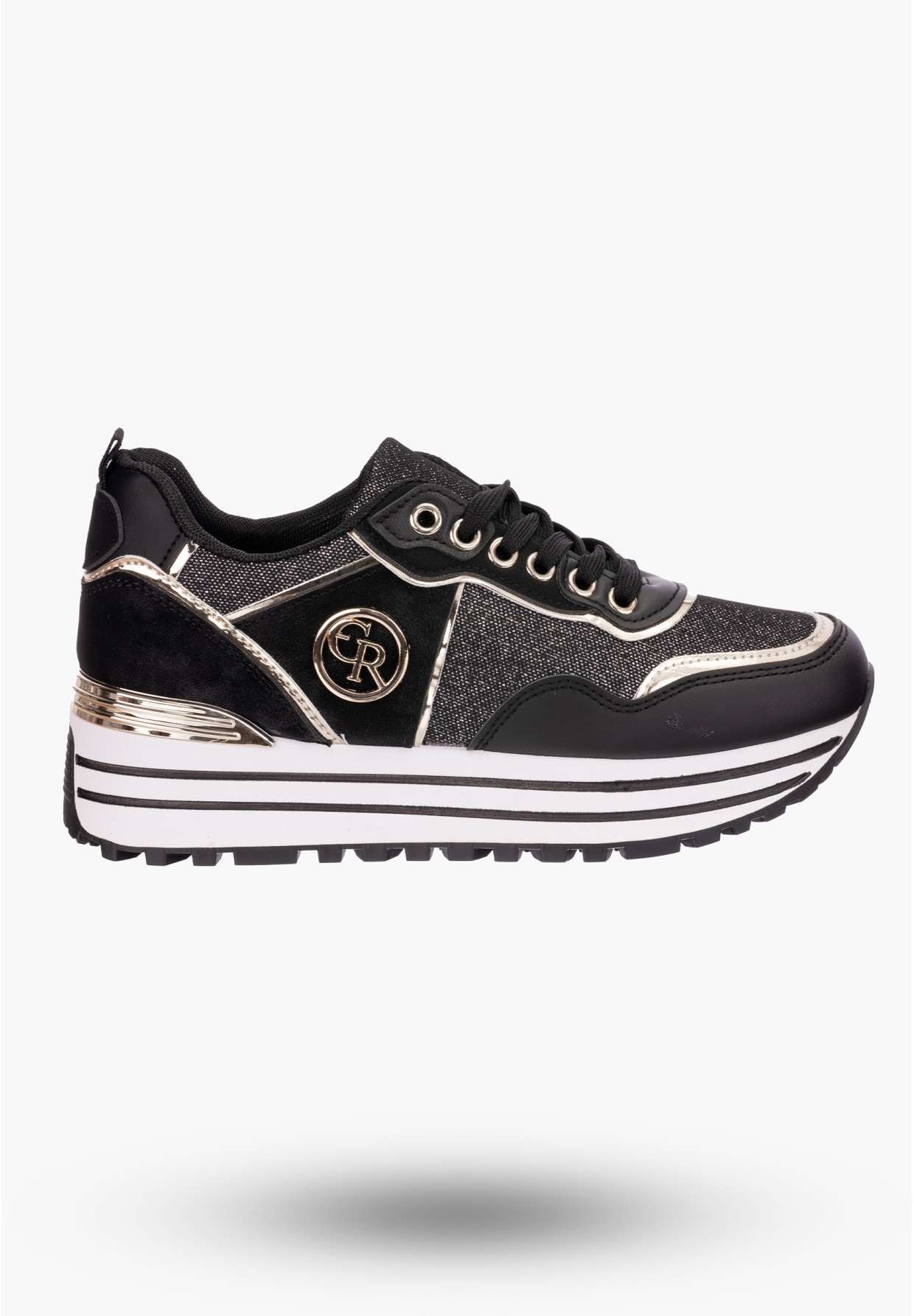Sneakersy Damskie Czarne zdobione
