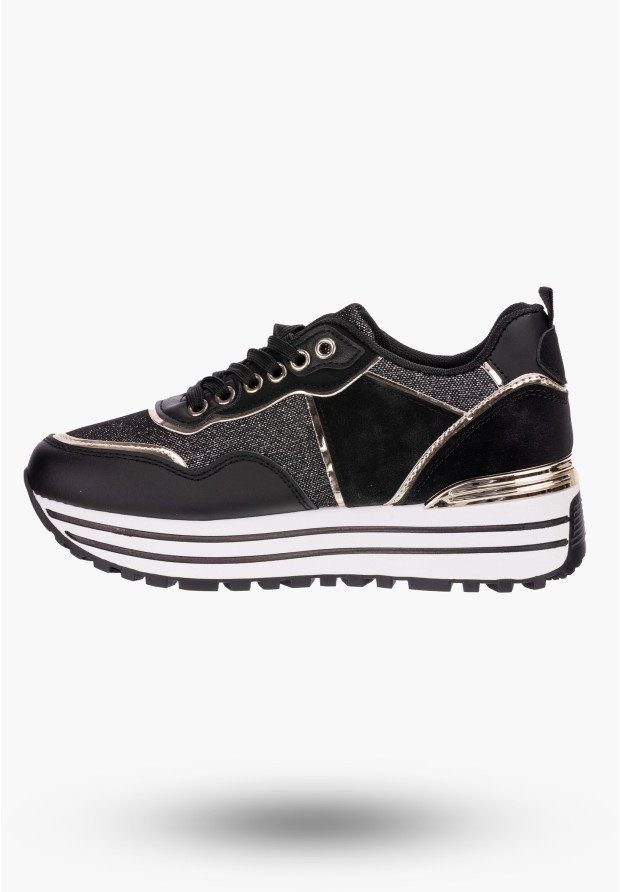 Sneakersy Damskie Czarne zdobione