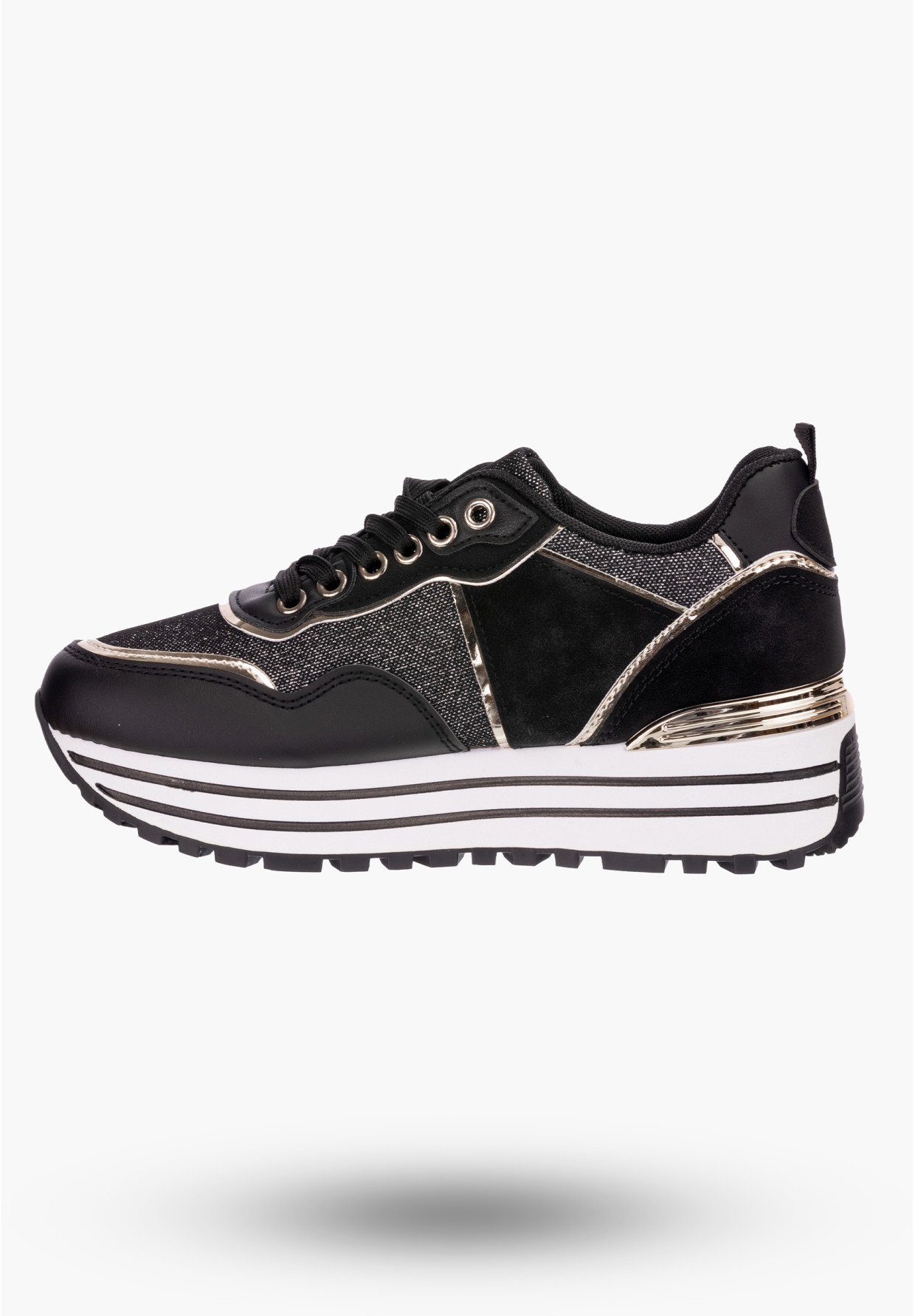 Sneakersy Damskie Czarne zdobione
