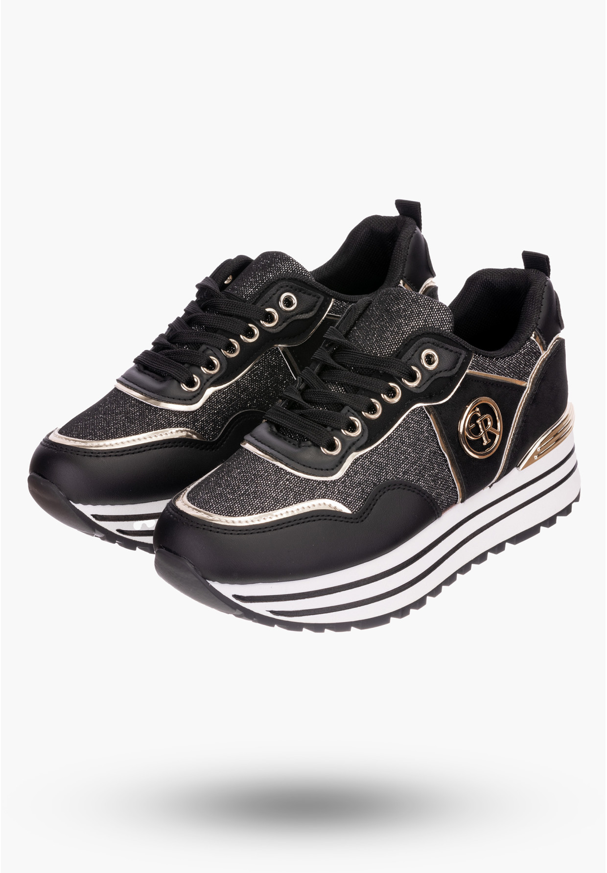 Sneakersy Damskie Czarne zdobione