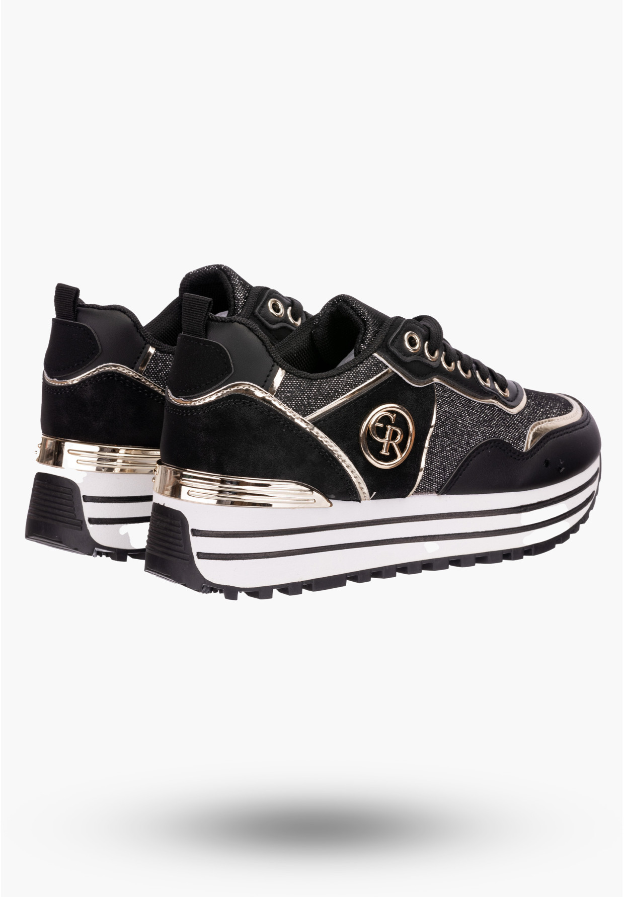 Sneakersy Damskie Czarne zdobione