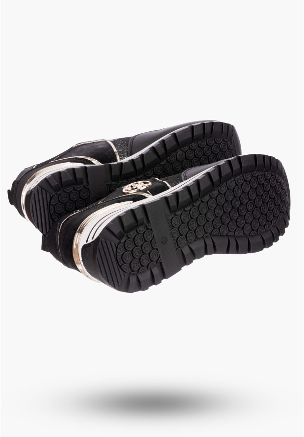 Sneakersy Damskie Czarne zdobione