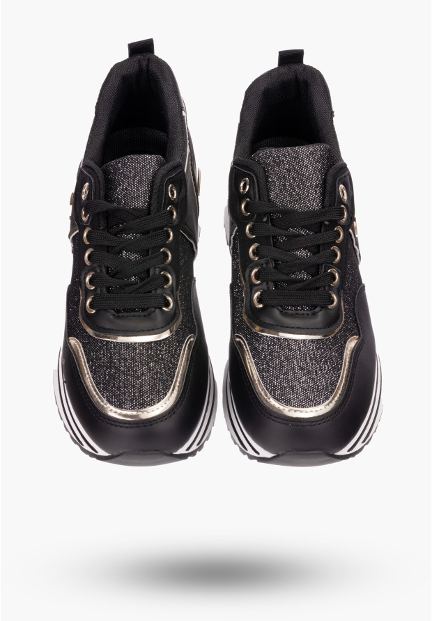 Sneakersy Damskie Czarne zdobione