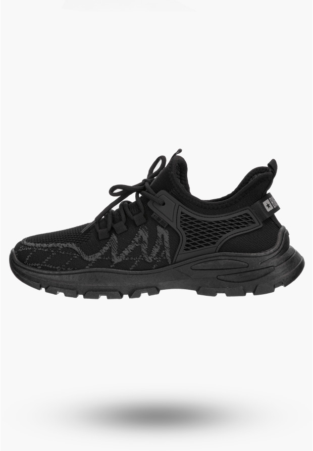 BIG STAR Męskie Sneakersy Czarne Materiałowe Tkanina NN174460