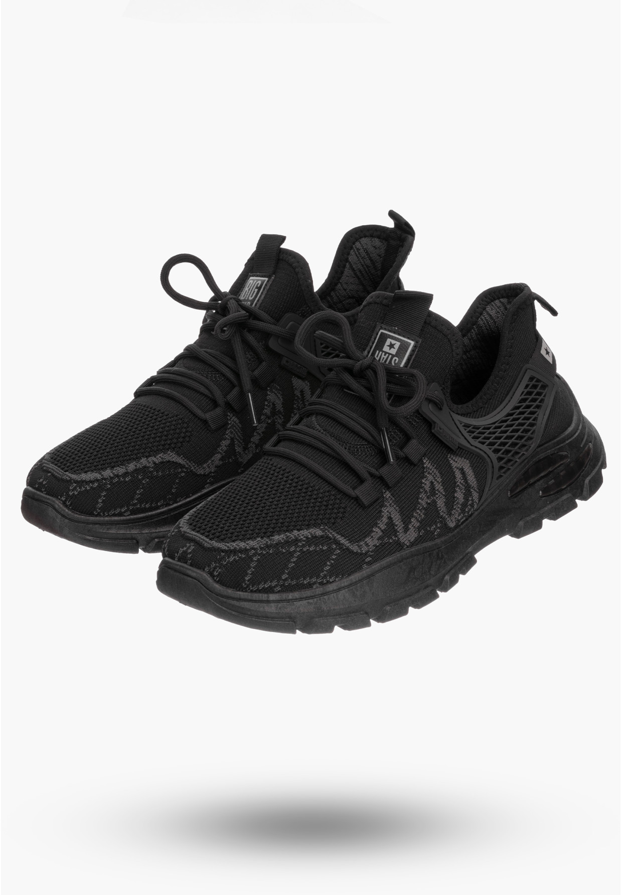 BIG STAR Męskie Sneakersy Czarne Materiałowe Tkanina NN174460