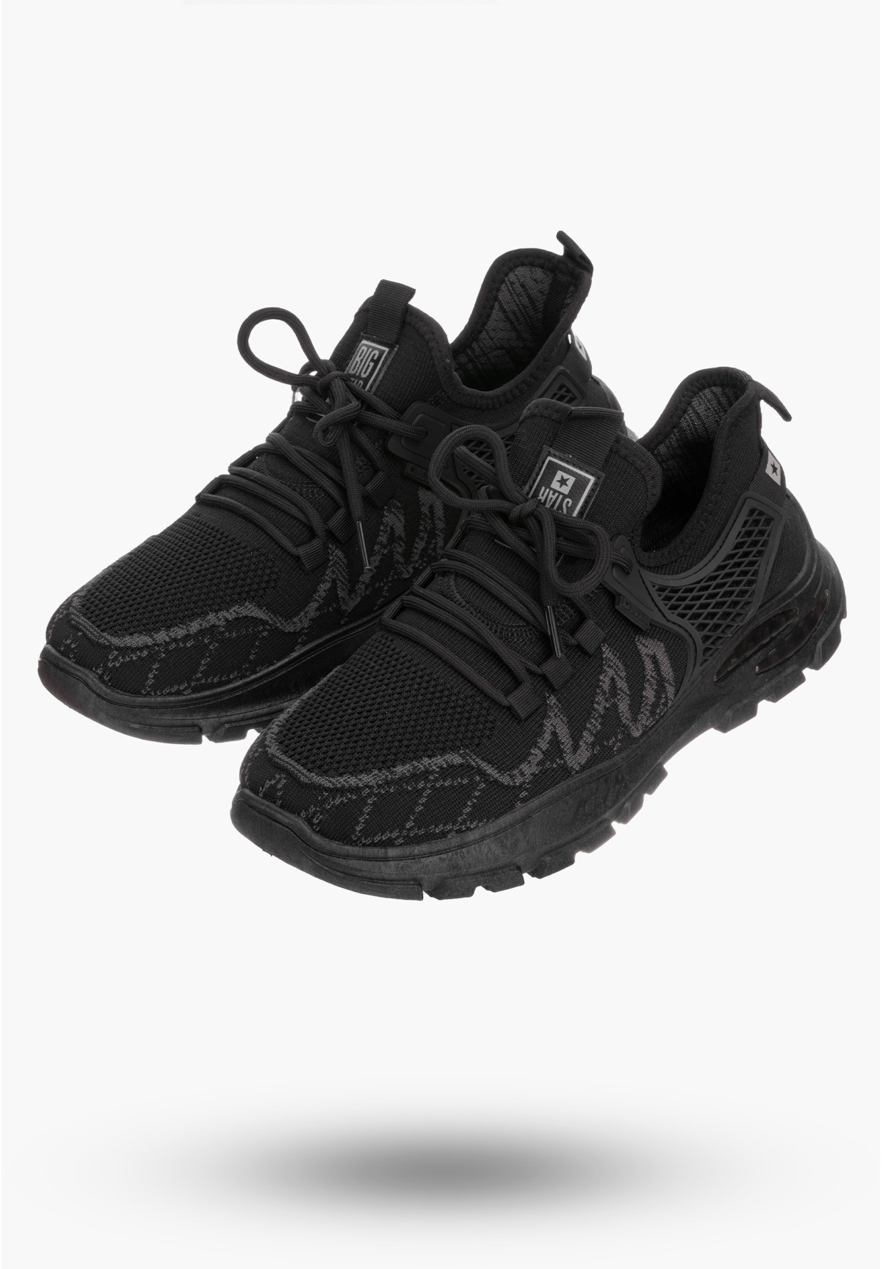 BIG STAR Męskie Sneakersy Czarne Materiałowe Tkanina NN174460