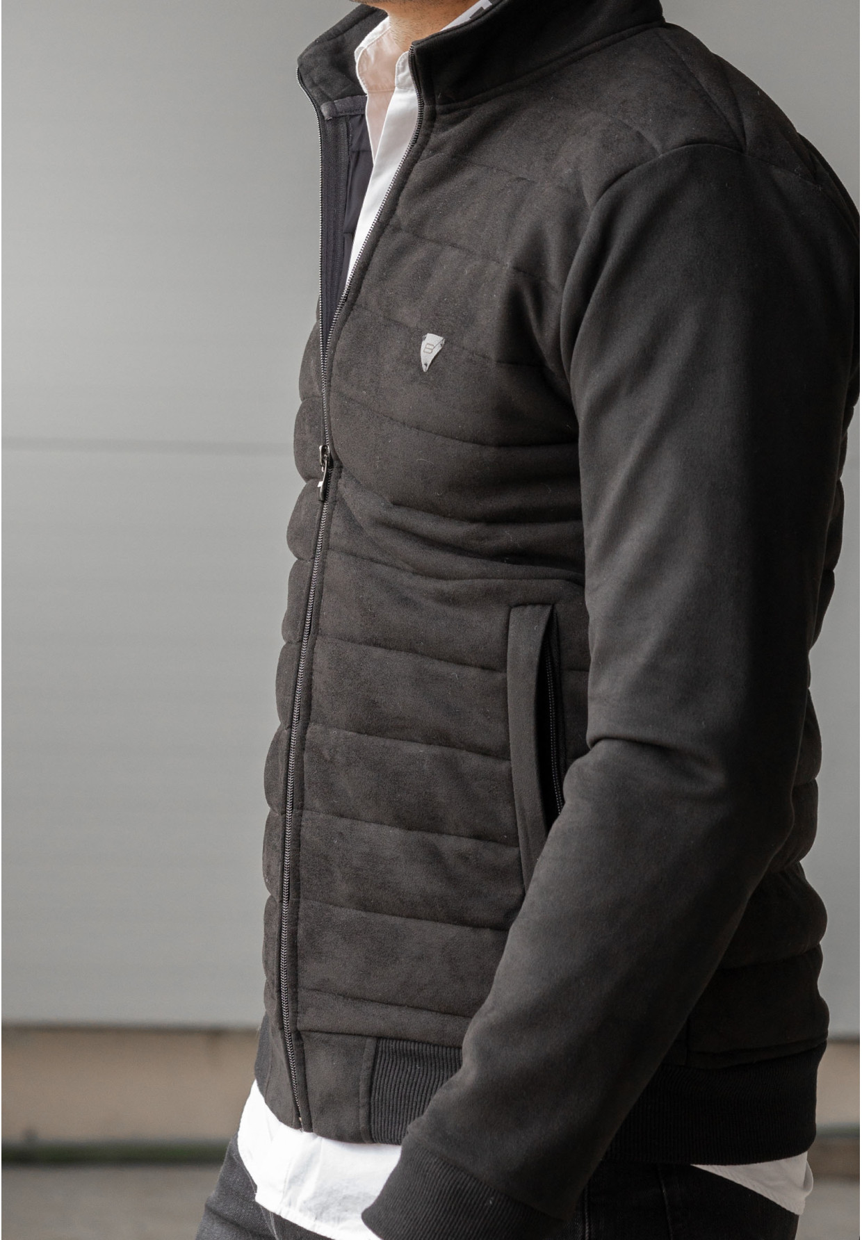 Kurtka Męska Rozpinana Bomberka w romby Czarna