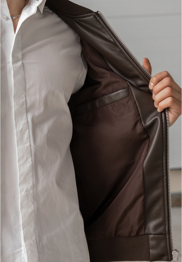 Elegancka Kurtka Ekoskóra ZARA Brązowa na zamek