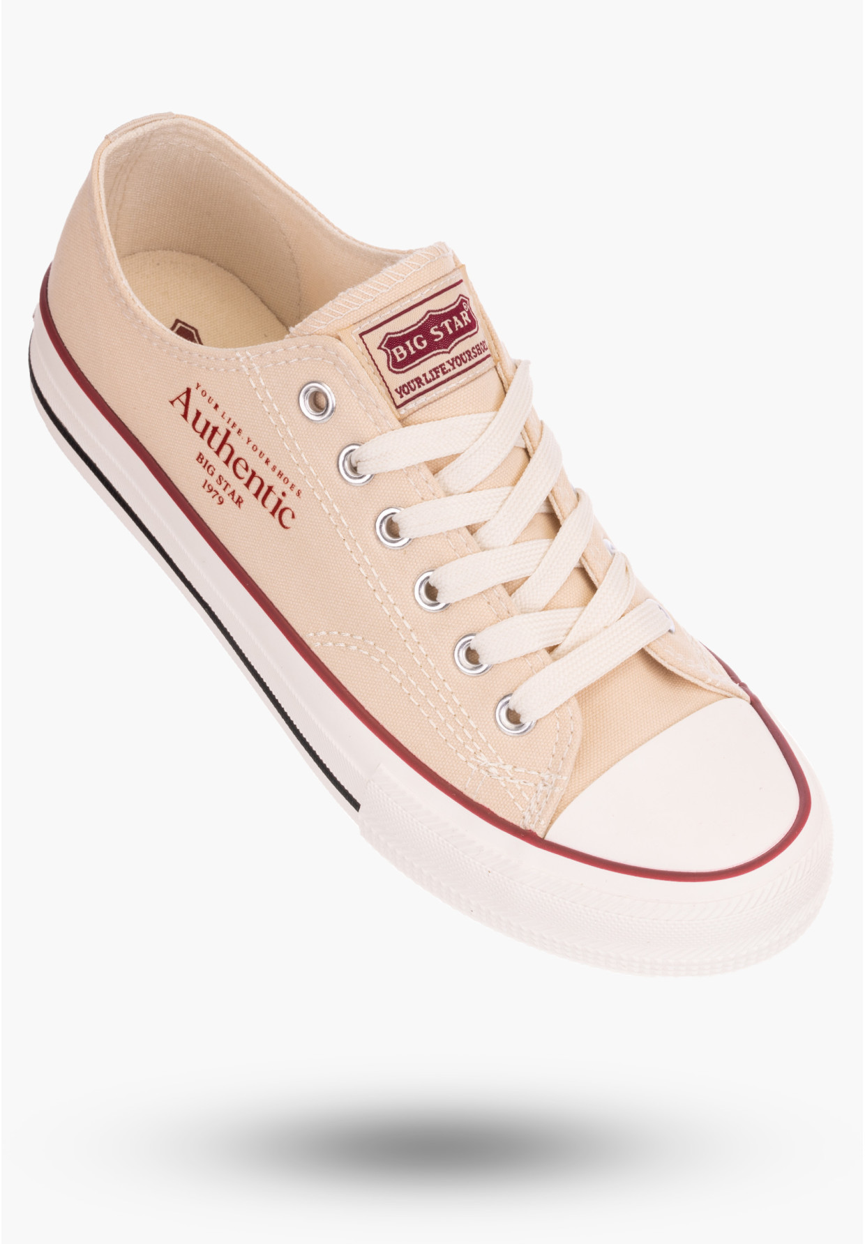 Trampki Damskie Big Star beżowe klasyczne logo NN274236