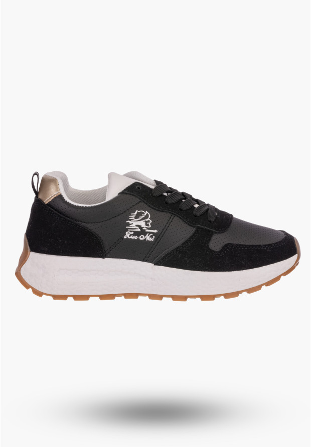 Sneakersy Damskie Potocki Czarne Buty Eko Skóra 23-33002BK