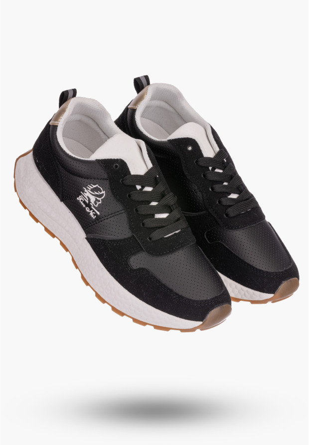 Sneakersy Damskie Potocki Czarne Buty Eko Skóra 23-33002BK
