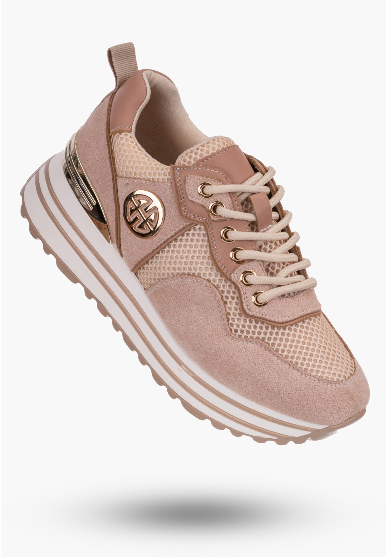 Sneakersy Damskie Potocki Beżowe Buty Eko Skóra 23-12086PN