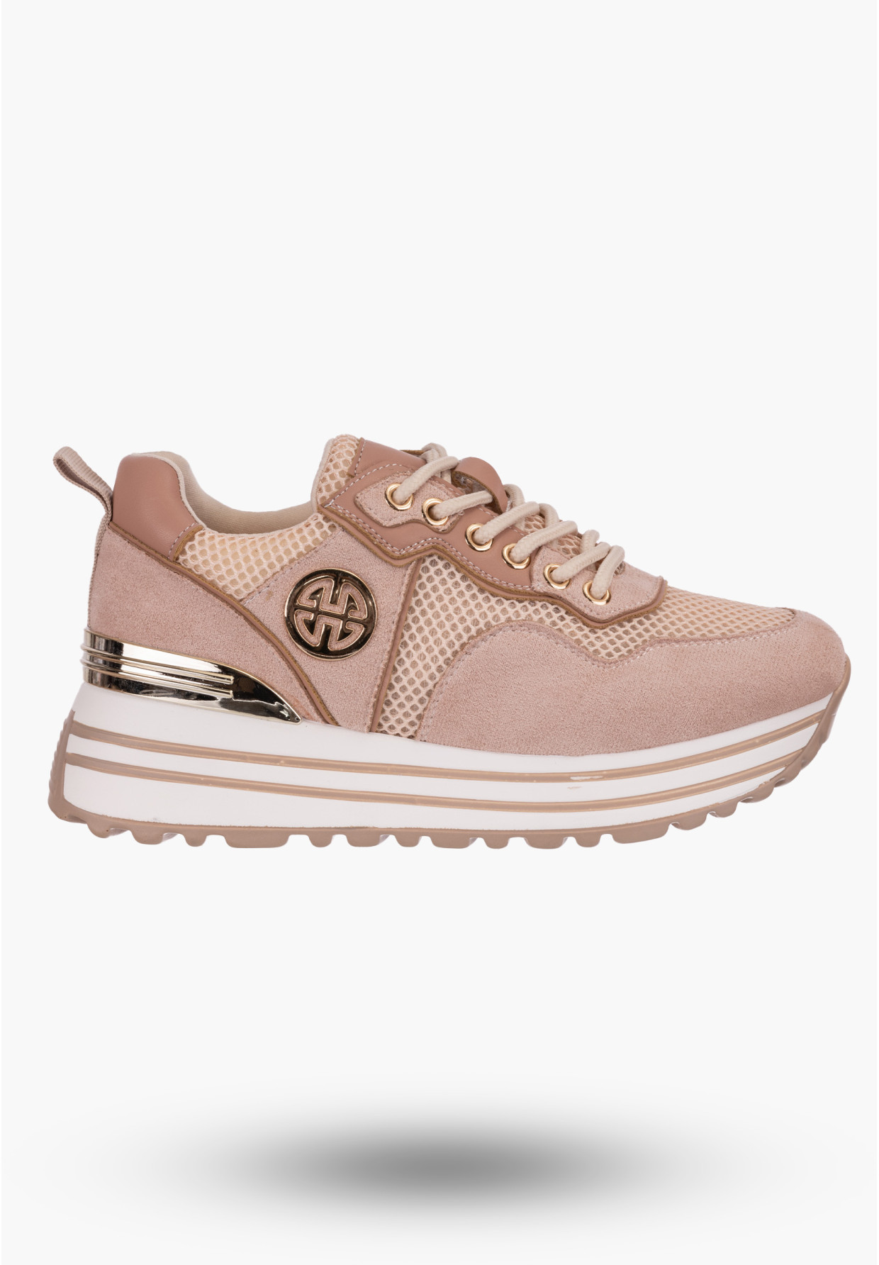Sneakersy Damskie Potocki Beżowe Buty Eko Skóra 23-12086PN