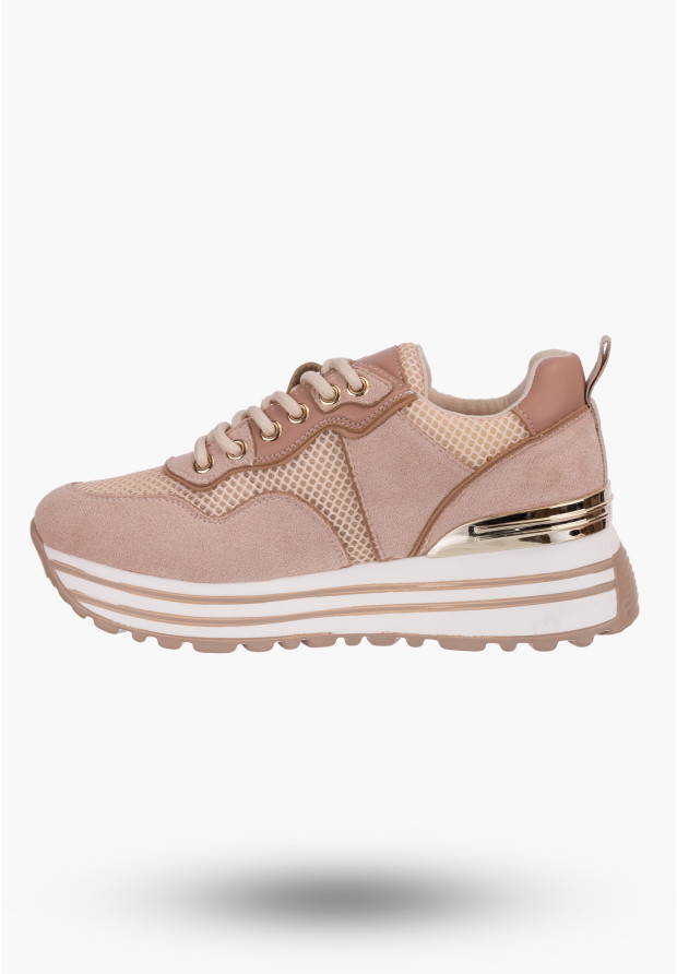 Sneakersy Damskie Potocki Beżowe Buty Eko Skóra 23-12086PN