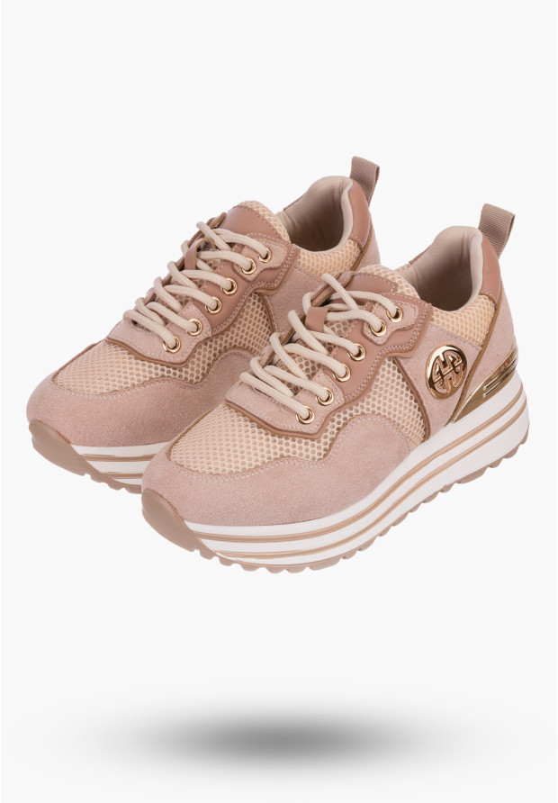 Sneakersy Damskie Potocki Beżowe Buty Eko Skóra 23-12086PN