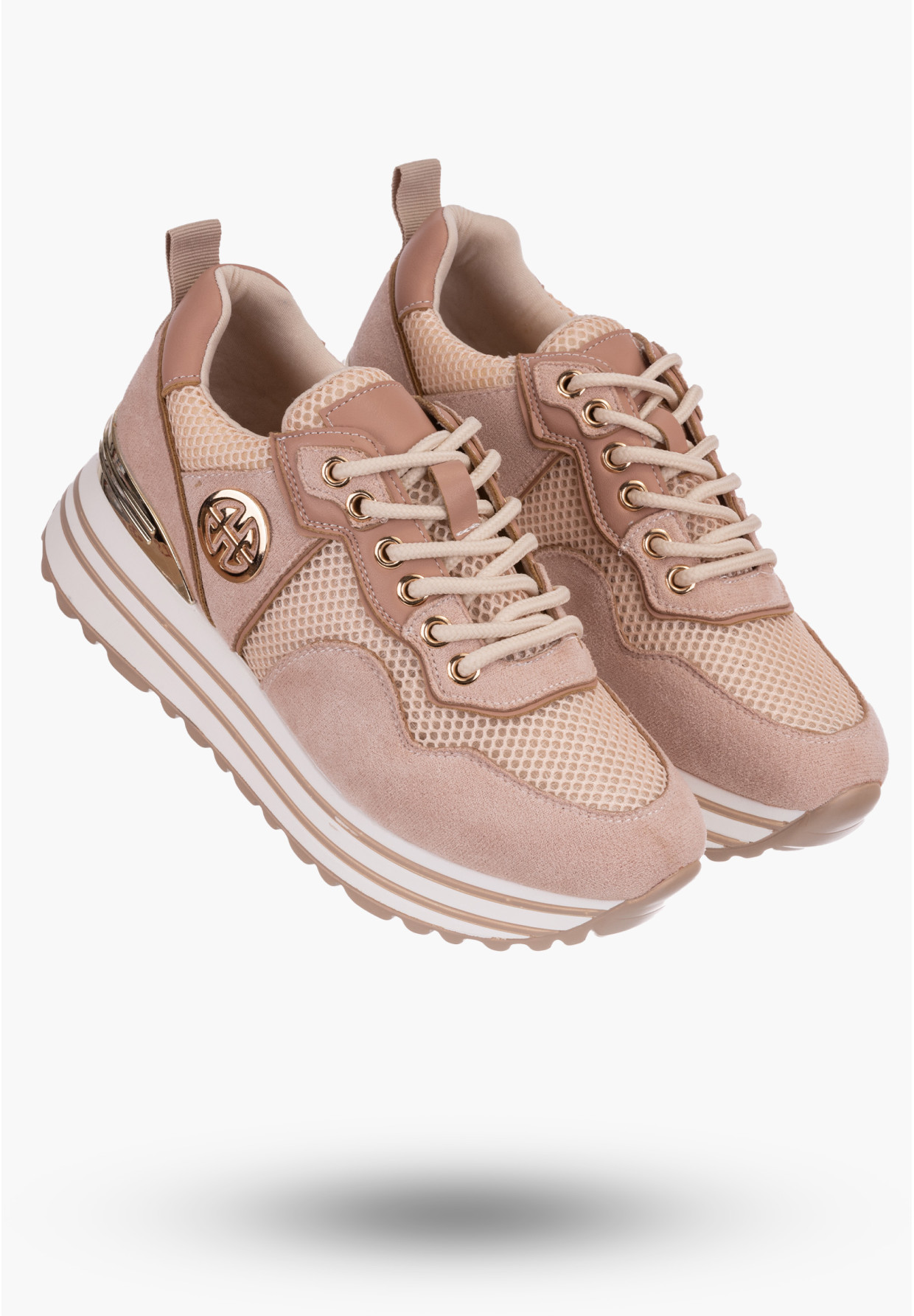 Sneakersy Damskie Potocki Beżowe Buty Eko Skóra 23-12086PN