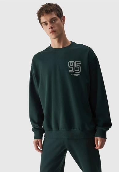 Bluza Męska 4F Sportowa Zielona nierozpinana 4FRAW23TSWSM1322