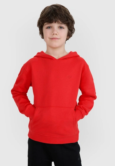 Bluza Chłopięca 4F Z Kapturem Logo Pomarańczowa 4FJRAW24TSWSM1833
