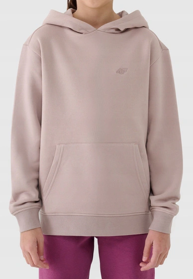 Bluza Dziewczęca 4F Basic z Kapturem Regular Beżowa 4FJWSS25TSWSF1953