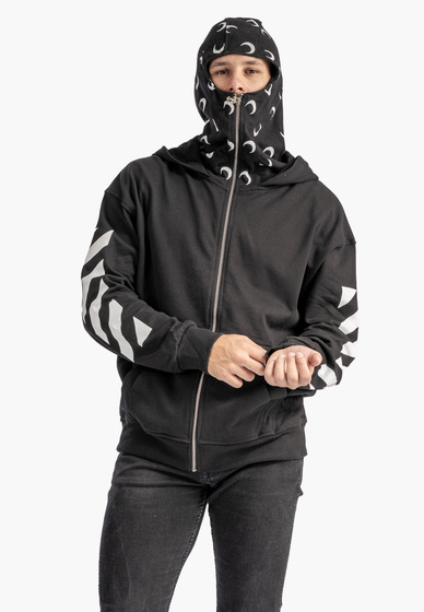 Bluza Rozpinana Męska Z Kapturem i Kominiarką Czarna Plus Eighteen FR-7602