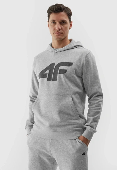 Bluza Męska 4F Z Kapturem Ocieplana Nierozpinana Sportowa Szara 4FWSS24TSWSM0950