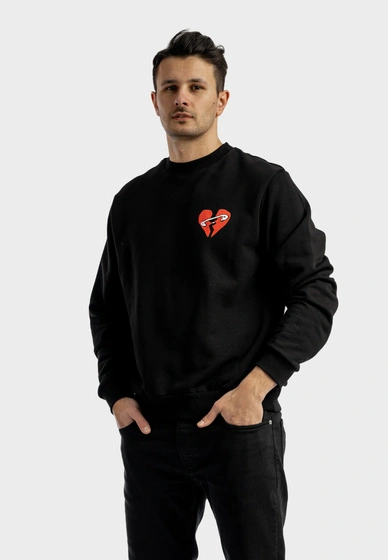 Bluza Męska Oversize Czarna Bawełniana z nadrukiem Saint