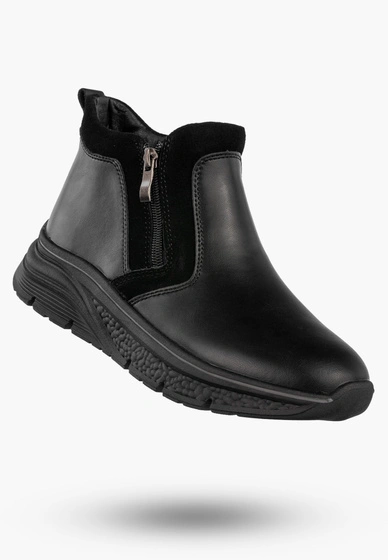 Botki Damskie Skórzane Buty Na Platformie Ocieplane Na Zimę Czarne Filippo DBT7292/25BK