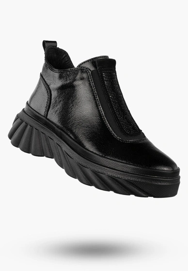 Botki Damskie Skórzane Buty Na Platformie Ocieplane Na Zimę Czarne Filippo DBT7426/25BK