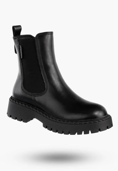Buty Damskie BIG STAR Botki Skórzane Ocieplane Na Zamek Czarne OO274109
