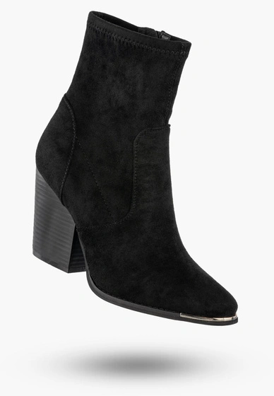 Botki Damskie Buty Na Obcasie Zimowe Ocieplane Eleganckie Stylowe Czarne