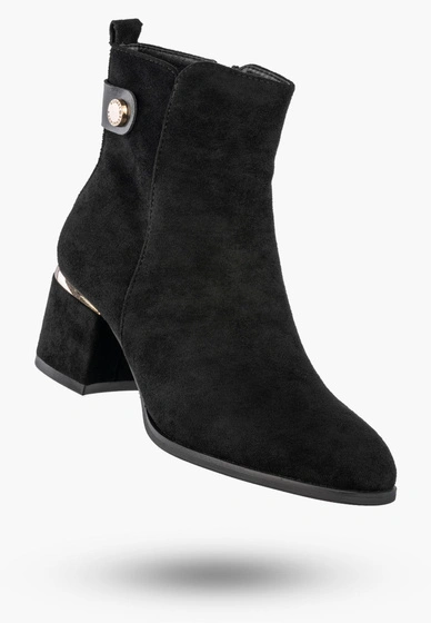 Botki Damskie Eleganckie Buty Na Obcasie Zimowe Ocieplane Czarne