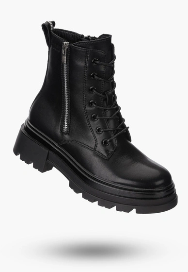 Buty Damskie BIG STAR Botki Skórzane Ocieplane Czarne OO274A257