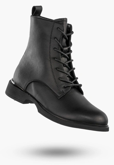 Botki Damskie Skórzane Buty Ocieplane Na Zimę Wysokie Czarne Filippo DBT6520/25BK