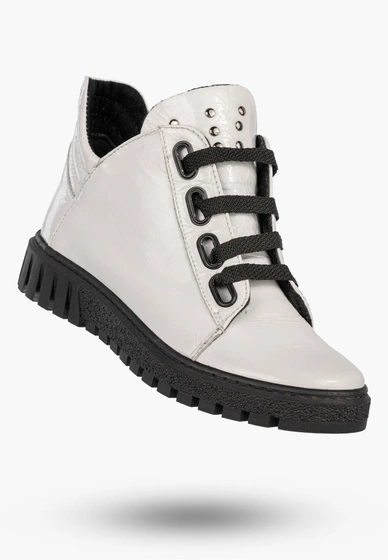 Botki Damskie Skórzane Buty Na Zimę Trzewiki Białe Dolce Pietro 4051-003-09-5