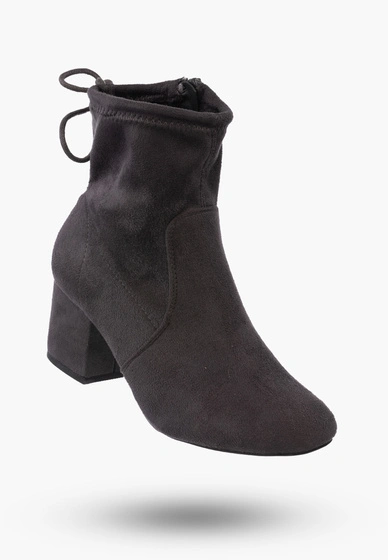 Buty Damskie Botki Zamszowe Szare Na Klocku Modne Na Zimę GD-BM-84