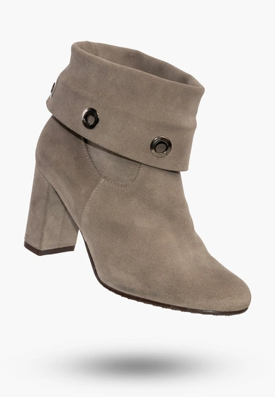 Buty Damskie Botki Skórzane Na Słupku Beżowe Eleganckie Na Zimę 1800
