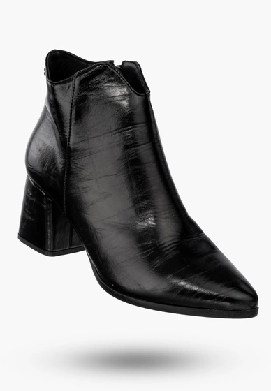 Buty Damskie Botki Ekoskóra Ocieplane Na Klocku Na Zimę Czarne RMR2025-3