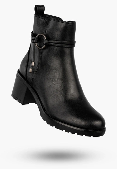 Botki Damskie Buty Na Obcasie Eleganckie Ocieplane Na Zimę Czarne Potocki 25-12527BK