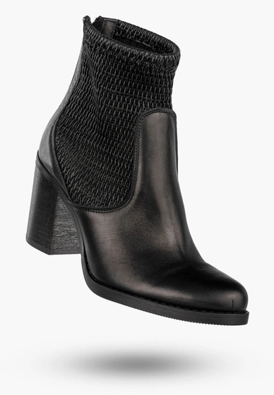 Botki Damskie Skórzane Buty Na Słupku Modne Na Zimę Czarne Darex B-137/3