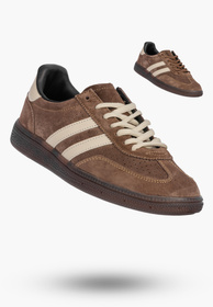 Sneakersy Damskie Skórzane Buty Sportowe Zamszowe Brązowe