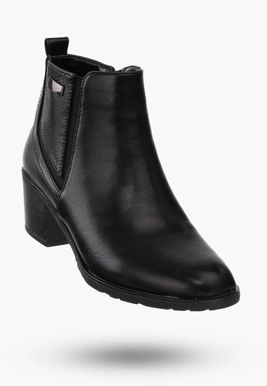 Botki Damskie Buty ze Skóry Ekologicznej Ocieplane Czarne Eleganckie Na Zimę ASA128-2